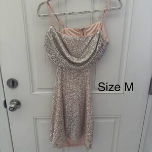 Le Lis Pink and Silver Sequin Mini Dress